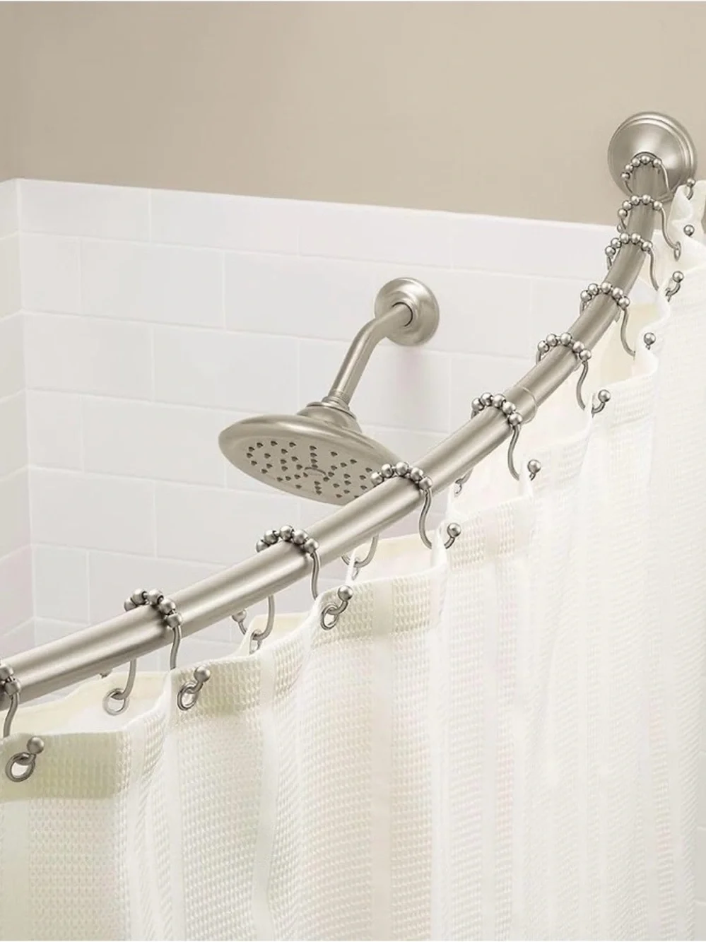 Moen Brushed Nickel Shower Curtain Rings With Double Hooks